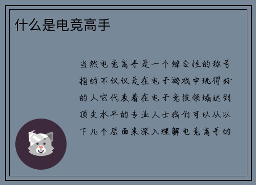 什么是电竞高手
